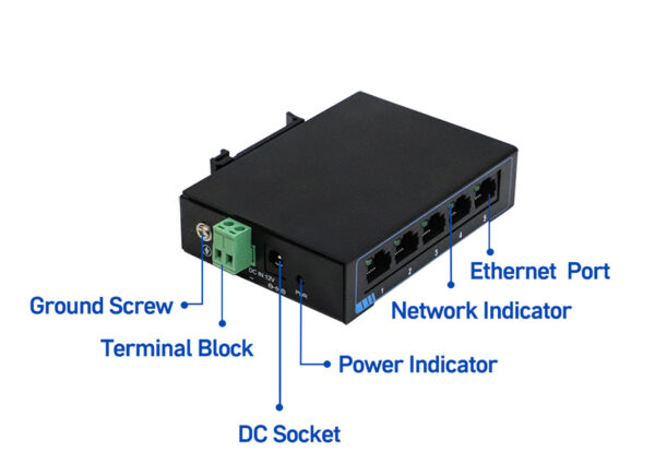 DIN Rail Mount Ethernet Switch 5 Port 1000M - Image 4