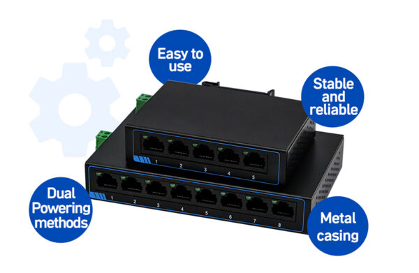 DIN Rail Mount Ethernet Switch 5 Port 1000M - Image 3