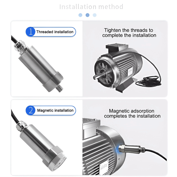 Industrial Vibration Sensor Single Axis Magnetic RS485 Output - Image 3