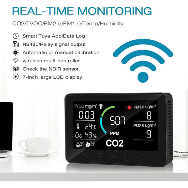 Portable Air Quality Monitor for CO2 TVOC PM1.0 PM2.5 Temperature Humidity WiFi EPT02 - Image 3