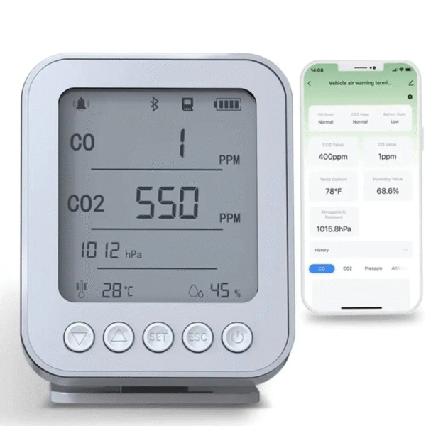 Portable CO CO2 and Ambient Monitor for Pressure, Altitude, Temperature, Humidity with Bluetooth EPT04 - Image 3