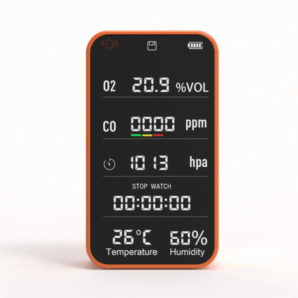 Handy Portable Ambient Air Quality Monitor for CO O2 Pressure Temperature Humidity with Flash Light EPT09-A - Image 2